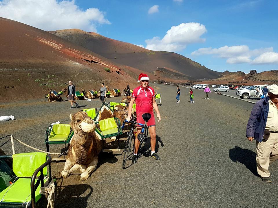 Cycling with the camels at Timanfaya